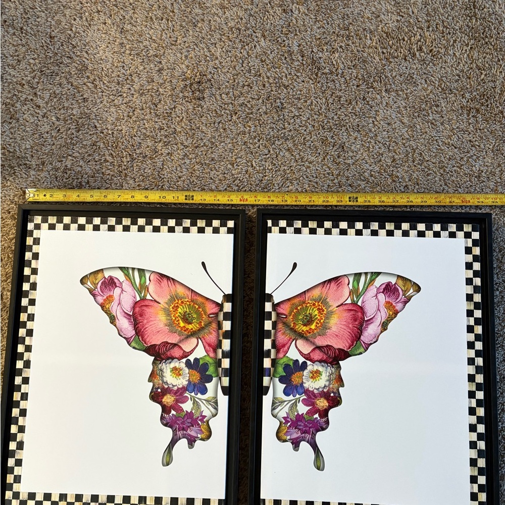 MacKenzie-Childs Floral Butterfly Wall Art in Pink and Purple retired - Picture 2 of 6
